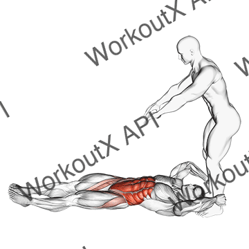 Assisted Lying Leg Raise With Lateral Throw Down animated GIF