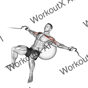 Cable Incline Fly (on Stability Ball) animated GIF