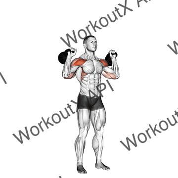 Kettlebell Two Arm Military Press animated GIF