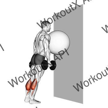 Exercise Ball On The Wall Calf Raise animated GIF