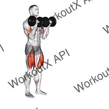 Dumbbell Bicep Curl Lunge With Bowling Motion animated GIF