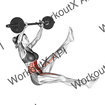Barbell Sitted Alternate Leg Raise (female) animated GIF